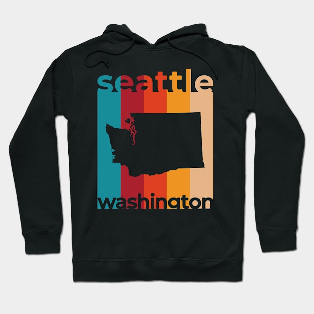 Seattle Washington Retro Hoodie by easytees